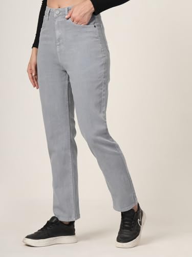 Style Quotient Women Grey Straight Fit High Rise Stretchable Jeans