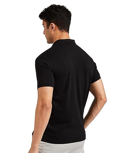 EYEBOGLER Regular Fit Mens Polo Neck Half Sleeve Soild Casual Tshirt Black