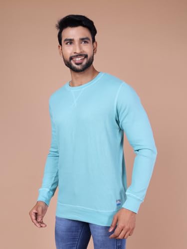 Colors Waffle Texture Full Sleeve T-Shirt for Men - 100% Cotton, Ribbed Crew Neck, Breathable Fabric, Enhanced Texture, Super St