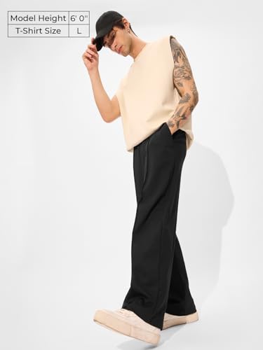 The Souled Store Jet Black Men And Boys Cotton Blend Loose Fit Korean Joggers
