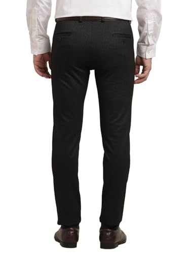 Turtle Men Cotton Stretch Black Solid Ultra Slim Fit Formal Trouser