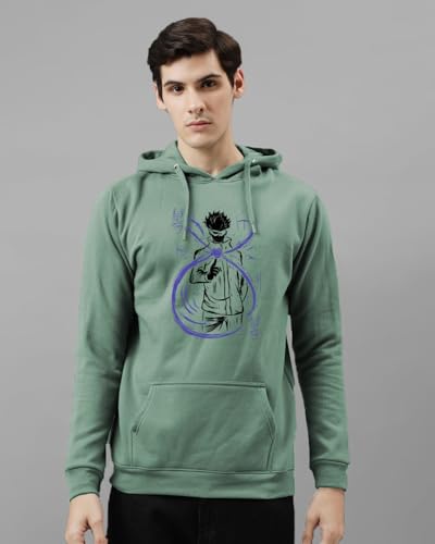 ADRO Men's Printed Hoodie, Black, Size 36, Model H24-ANI-BL, Cotton Comfortable Wear
