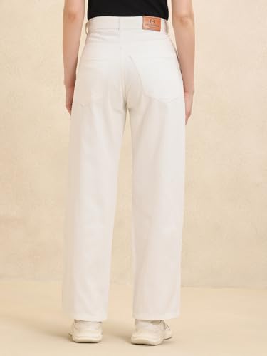 Greciilooks Women High Rise High Waist Jeans Wide Leg Straight Fit Denim | Baggy Cargo Style Casual Pants & Daily College Wear,