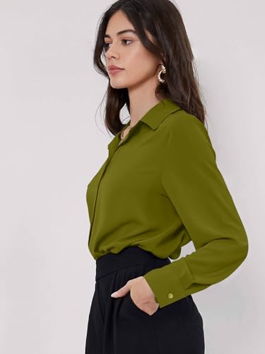 Greciilooks WomenS Regular Fit Western Shirt (Gl-W1894_Army Green