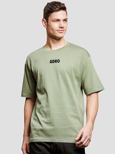 ADRO Men's Solid Oversized Fit T-Shirt (OVR24-L1-SAIL-OL_Olive
