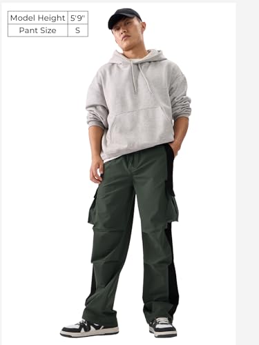 The Souled Store Parachute Pants: Riveria Men and Boys Elasticated Toggles Leg Closure Cotton Baggy Fit Parachute Pants