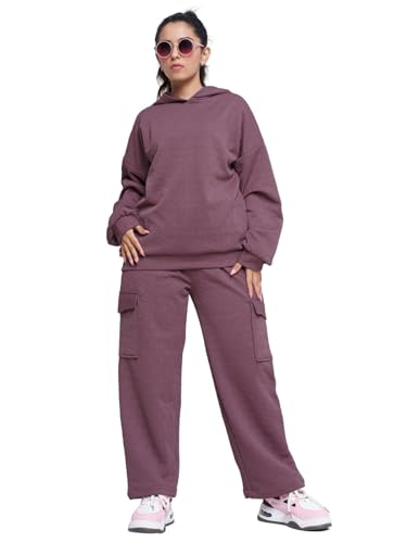 GRECIILOOKS Cotton Regular Woolen Co Ord Hoodie Set for Women Winter Wear | Full Sleeve (GL-W2067&TR1035_Pink