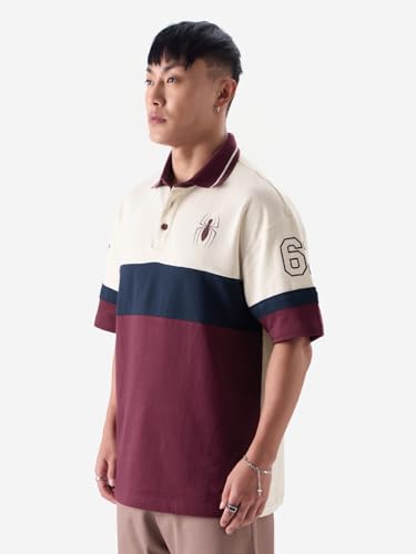The Souled Store Spider-Man: Spider Sense Oversized Polos Multicolour MenS Polos Graphic Tees Casual Fashion Regular Fit Drop C