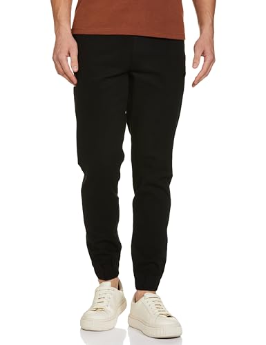 FYLTR Mens Taper Fit Stretch Cotton Joggers with Elasticated Waistband & Drawstrings