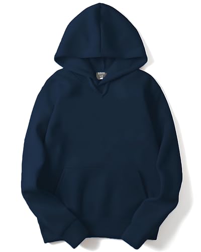 ADRO Men's Cotton Neck Hooded Sweatshirt (H-A-PLN-NB_Navy_2XL)