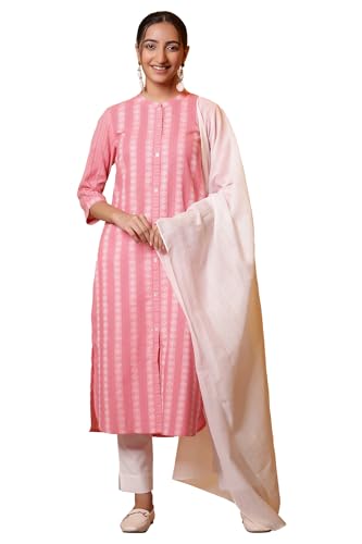 Aurelia Women'S White Striped Pure Cotton Dupatta (Size: Free Size)-Acr80076-704722