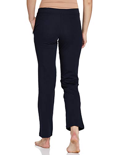 Enamor Essentials Womens Mid Rise Slim Fit Straight Leg Breathable Stretch Cotton Lounge Pants with Drawstring and Invisible Zip