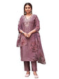 Womanista WomenS Silk Blend Solid Straight Embroidered Kurta Set (Kurtaset_1394_Mauve