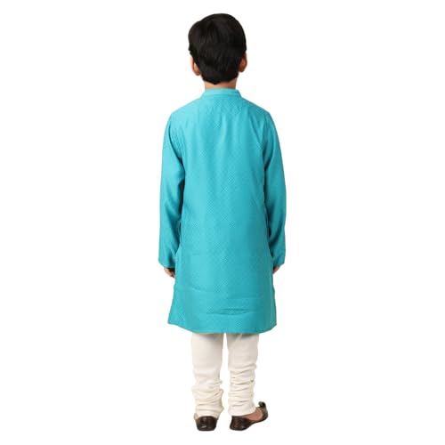Fabindia Boy's Rayon Blend Self Design Regular Kurta