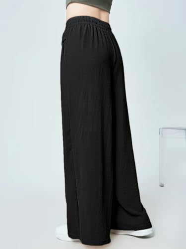 Greciilooks WomenS Loose High Rise Textured Trousers | High-Waisted Pant | Korean Trousars (Available In Plus Size And Combo Pa