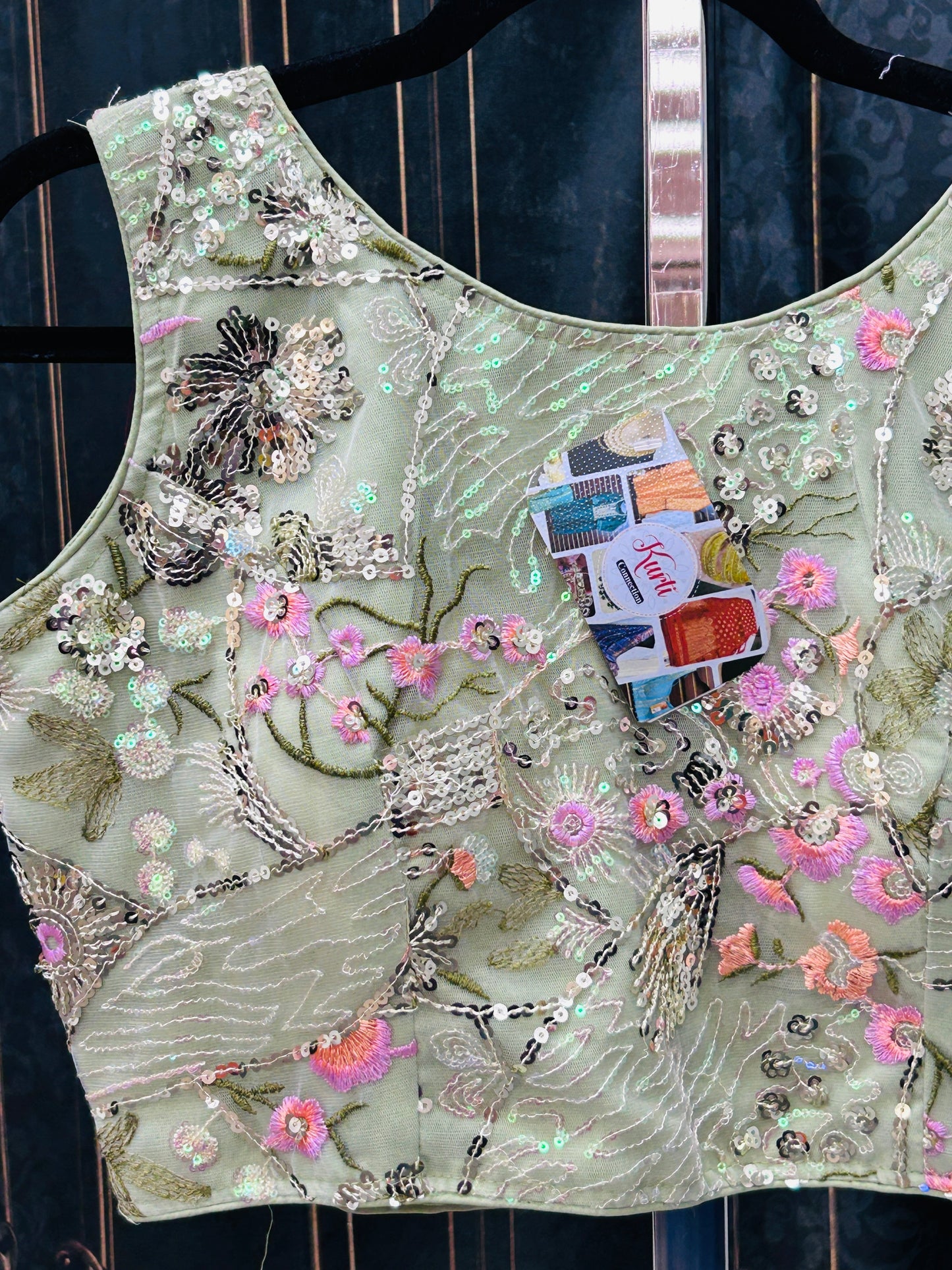 Light green boat neck blouse