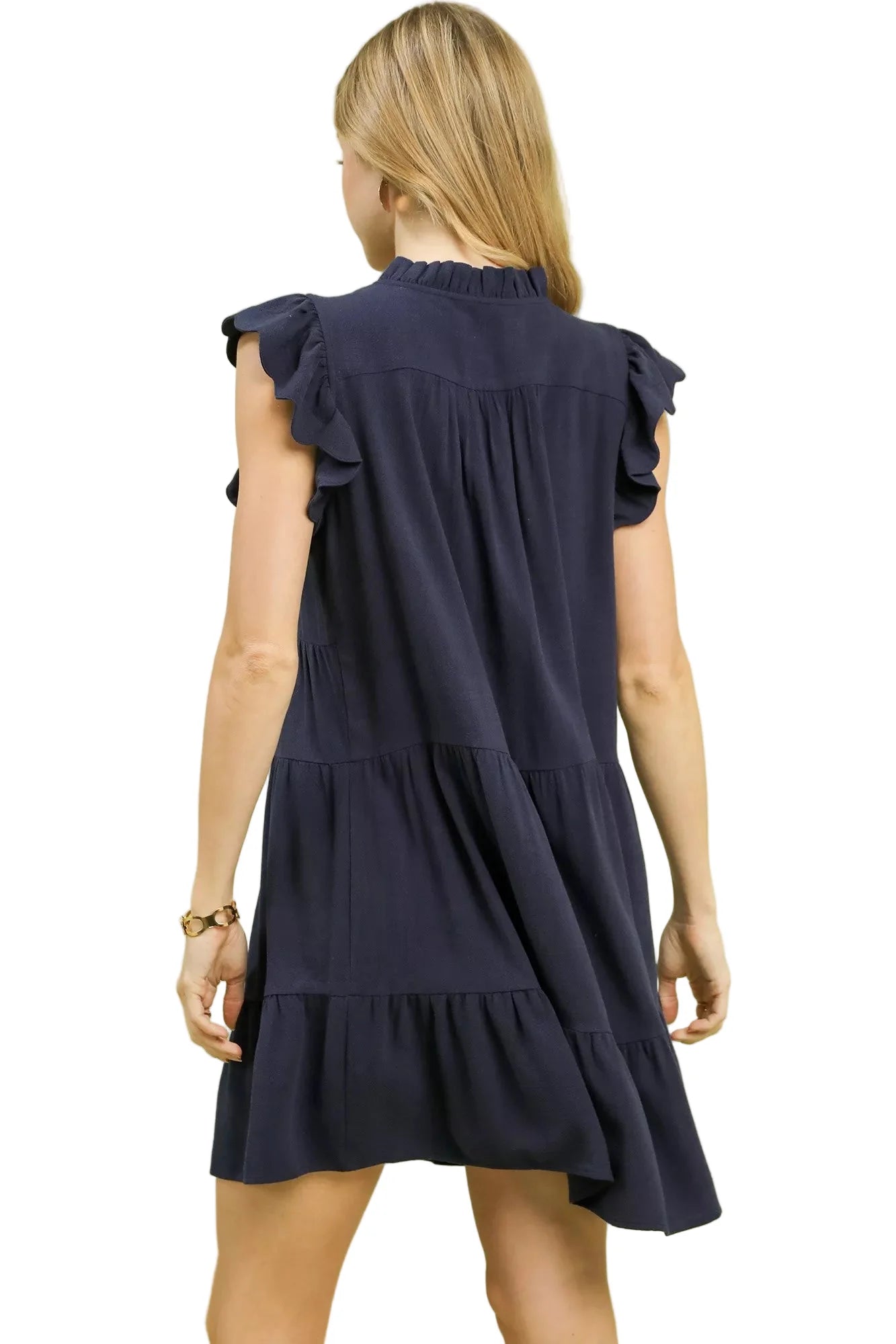 Umgee Linen Tiered Baby Doll Dress
