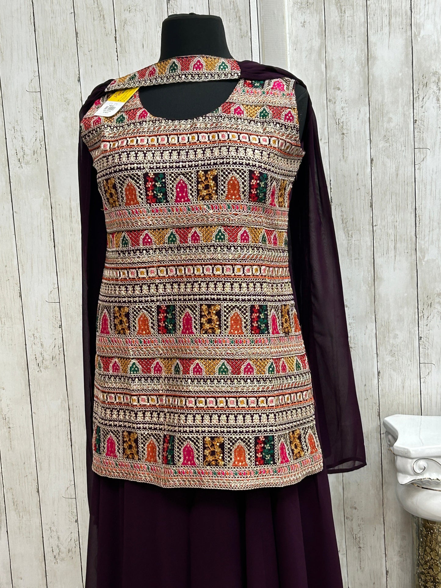 Heavy embroidery work sharara suit