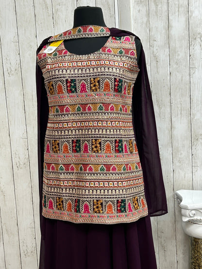 Heavy embroidery work sharara suit