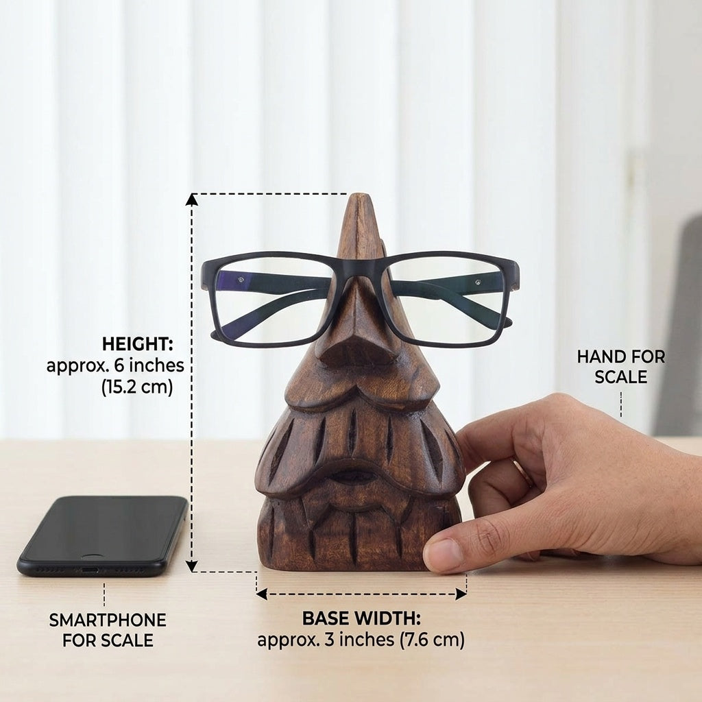 STORE INDYA Eyeglass Holder Stand/Wooden Spectacle Holder/Spectacle Stand/Eyeglass Holders for Desk/Desk Eyeglass Holder/Handmade Stand for Office Home Décor (Nose)