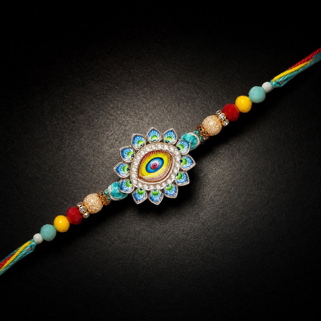 Premium Designer Evil Eye Rakhi for Brother – Rakhi Thread, Rakhi Bracelet, Traditional Raksha Bandhan Gift for Bhaiya