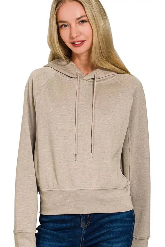 Zenana Drawstring Scuba Hoodie