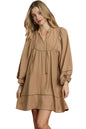 Umgee Boho Peasant Mini Dress with Trim Detail