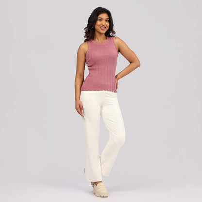 BlissClub Move All Day Rib Tank Top | 100% Cotton | High Neck | Ribbed Fabric | Snug fit | Breathable