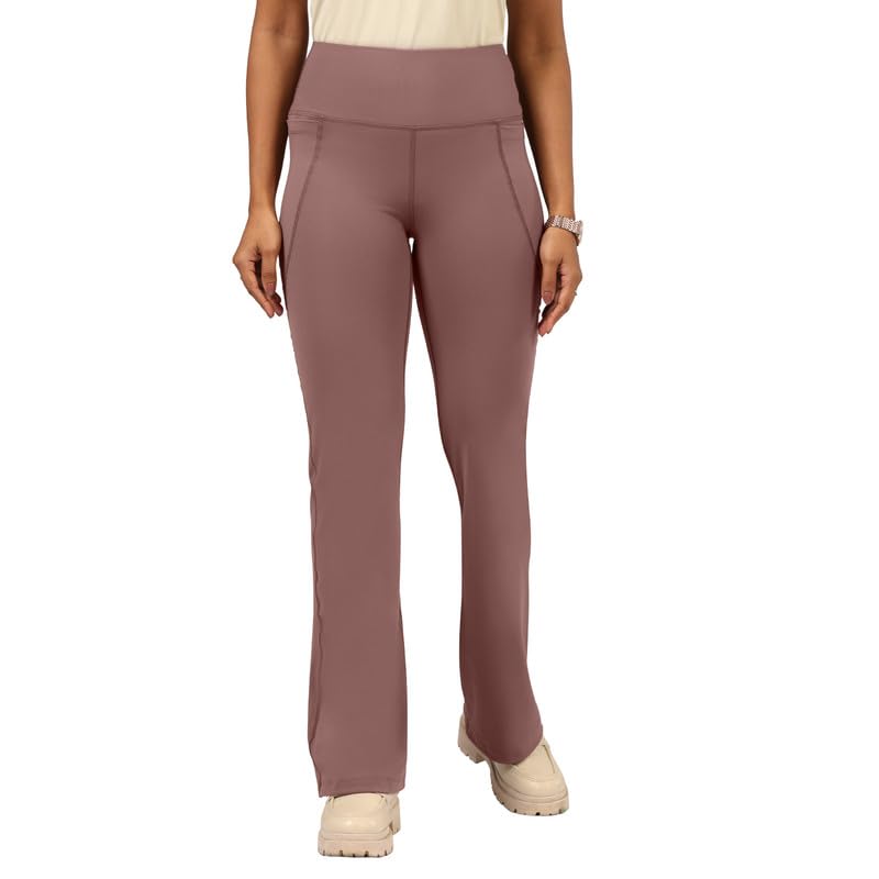 BlissClub Ultimate Flare Pants for Women Upto 54 ft | Ribbed Waistband, 4 Pockets | High Waist Trousers and Formal Pants for Of