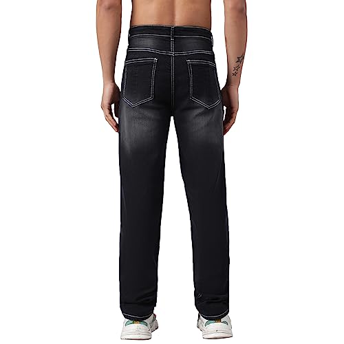 Kotty MenS Cotton Lycra Blend Relaxed Fit Mid Rise Jeans Jade Black