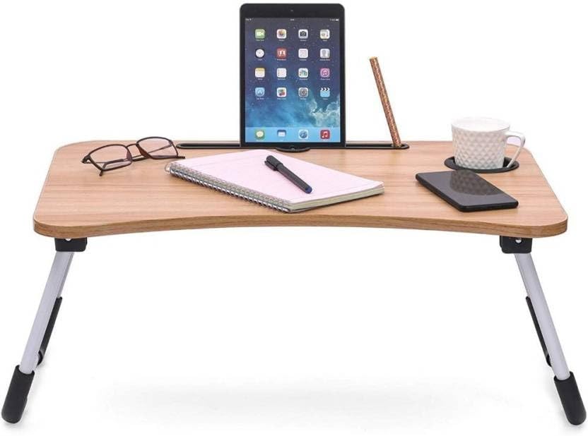 Yajnas Wooden Multipurpose Foldable Laptop Table With Cup & Tab Holder| Table Holder Study Table, Breakfast Table, Foldable & Po