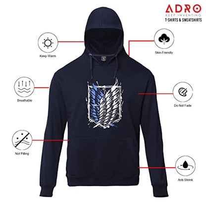 ADRO Men's Cotton Neck Hooded Sweatshirt (H22-2-WINN-NB_Navy)
