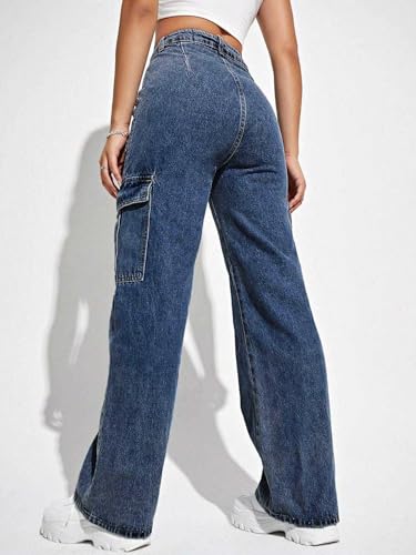 Greciilooks Regular High Rise Pant Baggy High Waist | Bell Bottom Jeans For Women (Gl-Dj-07_Blue