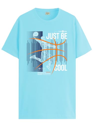 ADRO Men's Graphic Printed 100% Cotton T-Shirt - Regular Fit, Printed T-Shirts for Men (RN24-BCL-MI_Mint_XL)