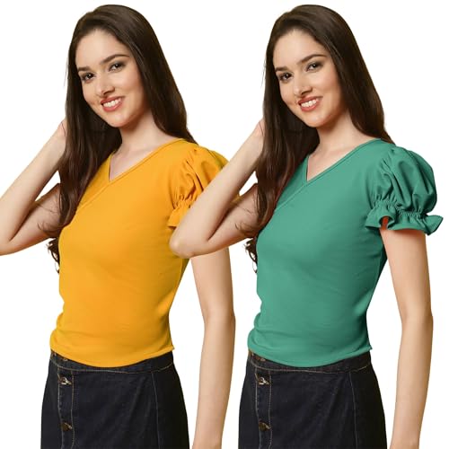 Pinkmint Women Casual Stylish Top's Combo for Women l Western Crop Top Combo Set l Summer Trendy T-Shirt (Pack of 2)