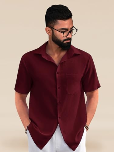 Tee Projekt Mens Solid Regular Fit Shirt (ERE-02_Maroon