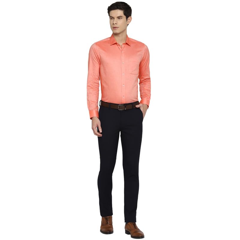 Turtle Men Cotton Solid Slim Fit Formal Shirts Orange