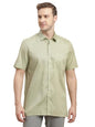 Turtle Men 100% Cotton Regular Fit Olive Printed Half Sleeve Formal Shirt