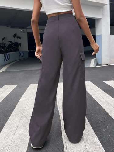 Greciilooks Women Cargo Pant | Women Trousers | WomenS High-Waisted Pant Grey