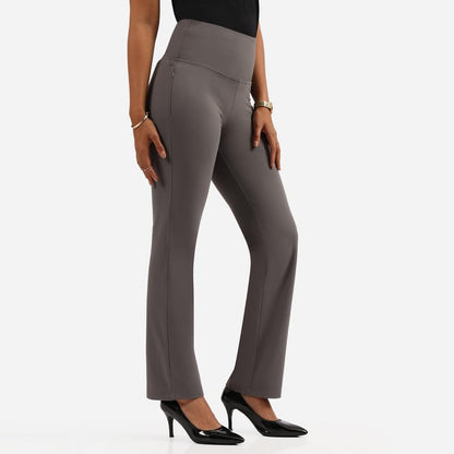 BlissClub Ultimate Sculpt Straight Pants -Tall Above 55, Ribbed Waistband, 2 Zippered Pockets, Feels Like Second Skin, Straight