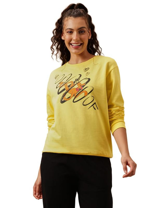 Clovia Womens Terry Cotton Winterwear Sweatshirt (LTW175A02_Yellow_XL)