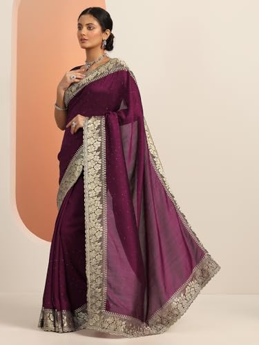 Libas Womens Embellished Silk Blend Saree With Blouse Piece