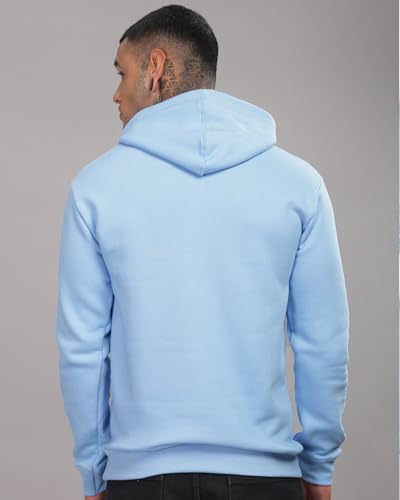 ADRO Men's Printed Hoodie, Sky Blue, Size 34, Model H24-M-PLN-SK, Cotton Blend