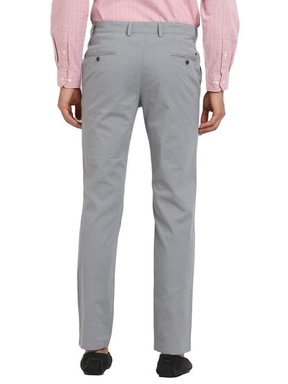 Turtle Men Cotton Stretch Grey Solid Ultra Slim Fit Casual Trouser