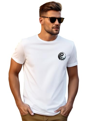 ADRO Men's Solid Regular Fit T-Shirt (RN24-STICK-YONG-WH_White