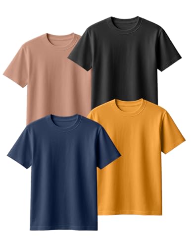Veirdo Mens 100% Cotton Regular Fit Round Neck Solid Short Sleeve T-Shirt Combo
