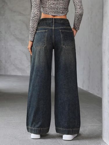Greciilooks High Waist Jeans For Women  Wide Leg Straight Fit Denim | Baggy Cargo Style Casual Pants For Girls & Daily College W