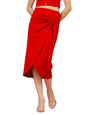 OOMPH! Stertchable Ribbed Wraparound Lycra Skirt for Women Red - msk096