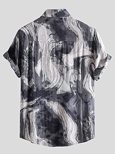 Leriya Fashion Shirts for Men || Rayon Splash Ink Printed Cool Shirts for Boys || Turn Down Collared with Preppy Short Sleeves |
