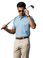 Mens Cotton Printed Polo Tshirt | 220 GSM Interlock Fabric | Slim Fit | Skin-Friendly Ink | Sky Blue Golf-Inspired Pattern T Sh